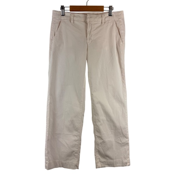 Frank & Eileen Westport Pants Womens 2 White Wide Leg Cropped Cotton Twill USA - Picture 2 of 8